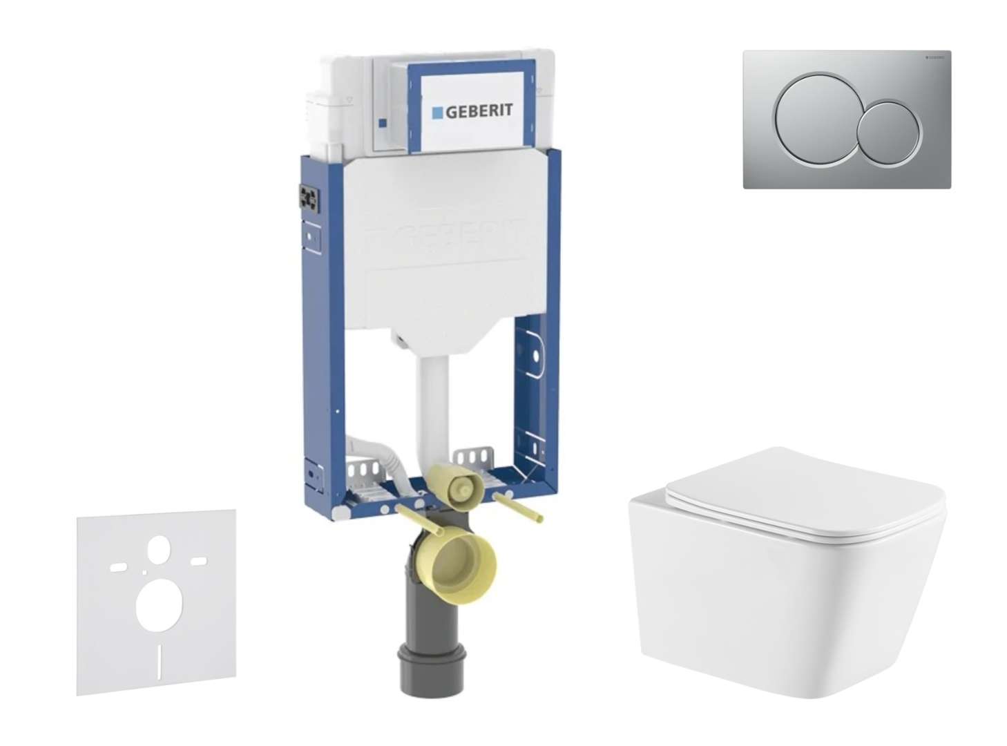Geberit Kombifix - Set Vorwandelement,arkas I-wc Mit Softclose-sitz Und Sigma01-betätigungsplatte, Chrom Matt Lackiert Sani15ca2110