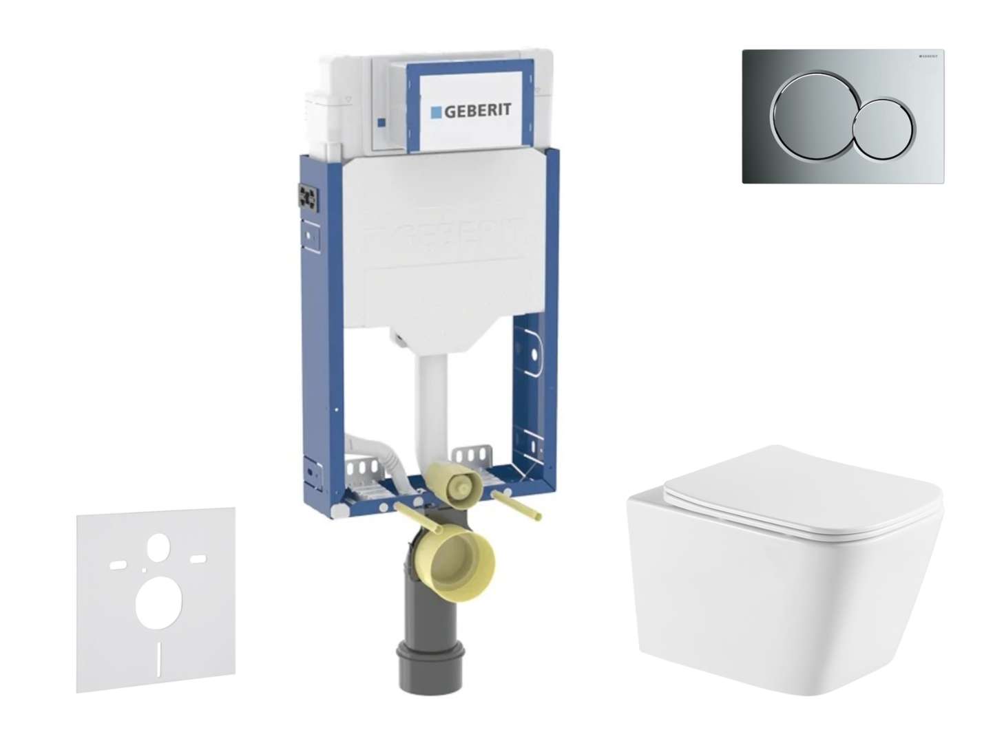 Geberit Kombifix - Set Vorwandelement,arkas I-wc Mit Softclose-sitz Und Sigma01-betätigungsplatte, Chrom Glänzend Sani15ca1146