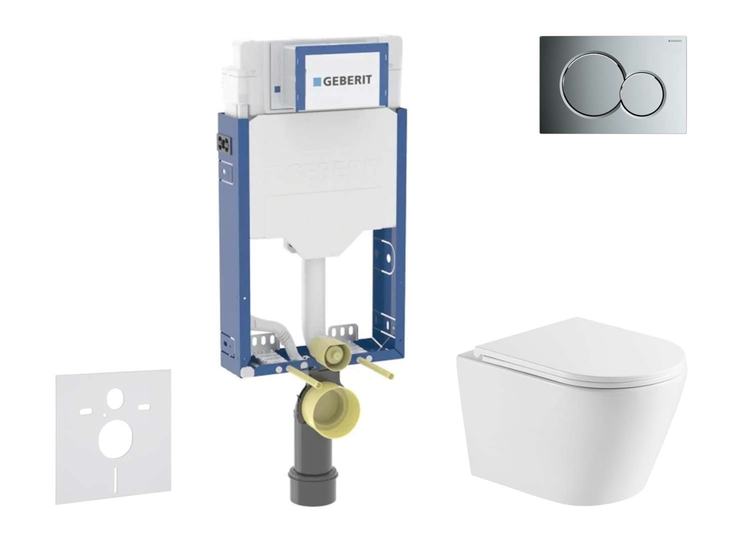 Geberit Kombifix - Set Vorwandelement, Nefia-wc Mit Softclose-sitz Und Sigma01-betätigungsplatte, Chrom Glänzend Sani15ca1140