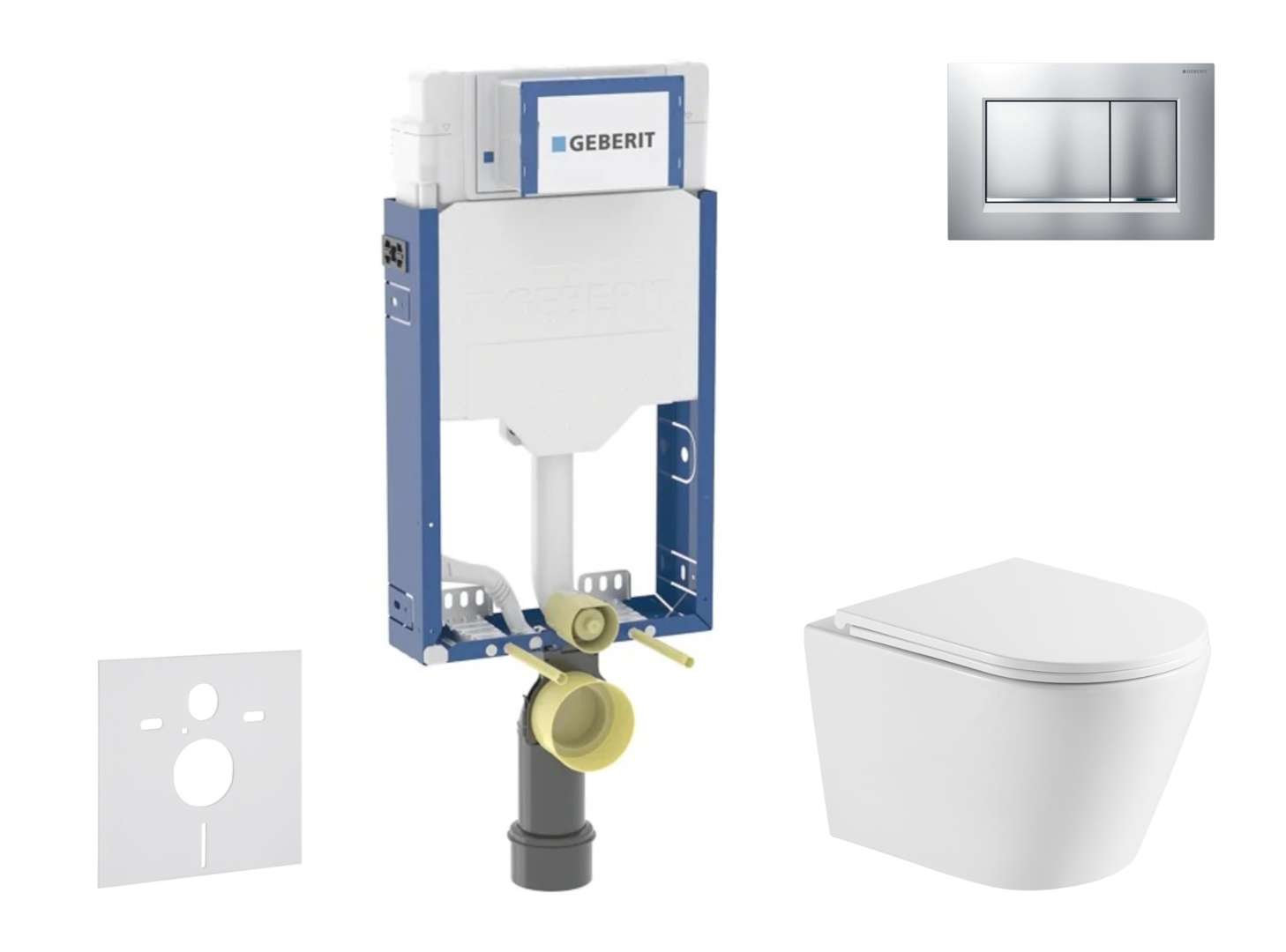 Geberit Kombifix - Set Vorwandelement, Nefia-wc Und Softclose-sitz, Betätigungsplatte Sigma20, Lackiertes Chrom Matt/chrom Sani15ca2103