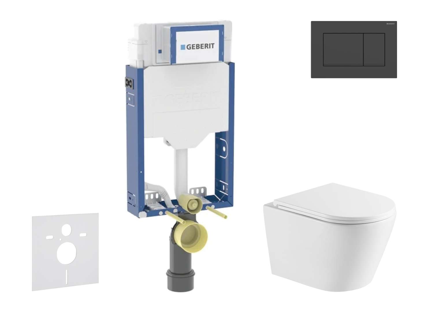 Geberit Kombifix - Set Vorwandelement, Nefia-wc Mit Softclose-sitz Und Sigma20-betätigungsplatte, Schwarz Matt/schwarz Sani15ca5149