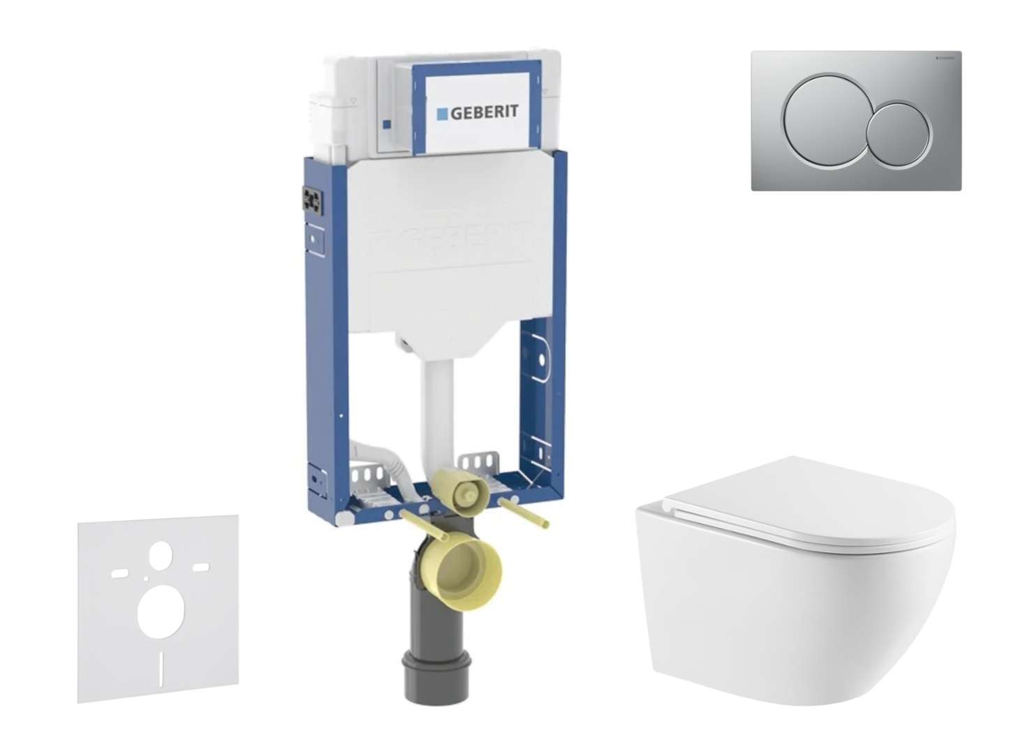 Geberit Kombifix - Set Vorwandelement, Wc Oudee Mit Softclose-sitz Und Sigma01-betätigungsplatte, Chrom Matt Lackiert Sani15ca2106