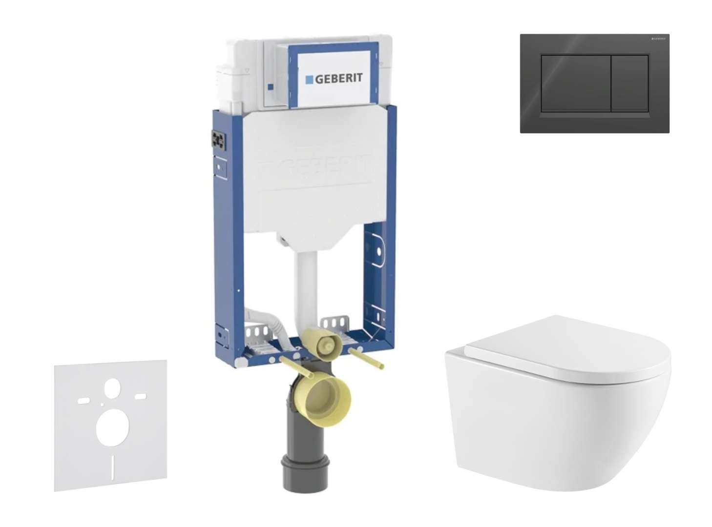 Geberit Kombifix - Set Vorwandelement, Wc Oudee Mit Softclose-sitz Und Sigma20-betätigungsplatte, Schwarz Glänzend/schwarz Matt Sani15ca5162
