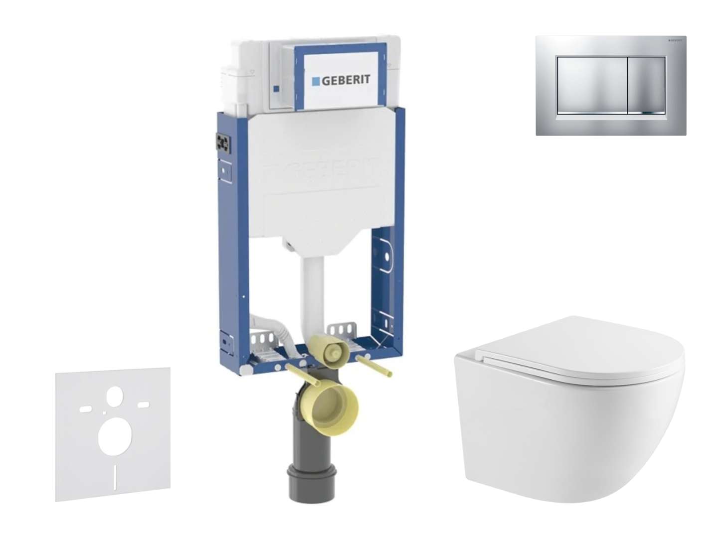 Geberit Kombifix - Set Vorwandelement, Wc Oudee Und Softclose-sitz, Betätigungsplatte Sigma20, Lackiertes Chrom Matt/chrom Sani15ca2101