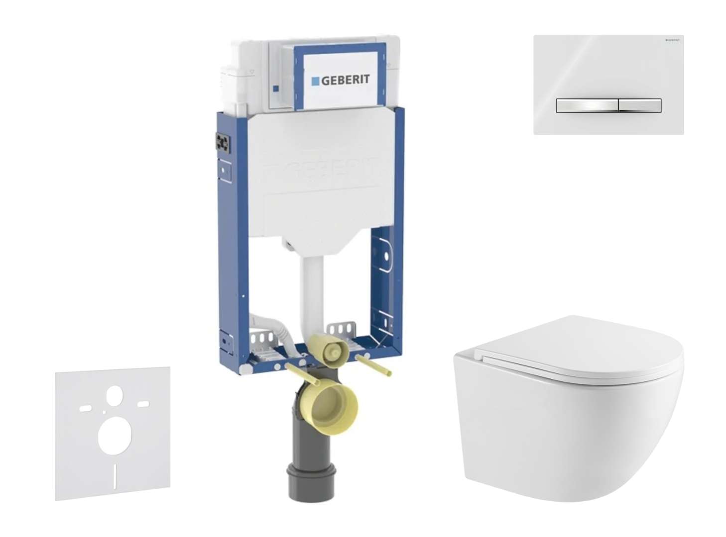 Geberit Kombifix - Set Vorwandelement, Wc Oudee Mit Softclose-sitz Und Sigma50-betätigungsplatte, Chrom/alpinweiß Sani15ca3144