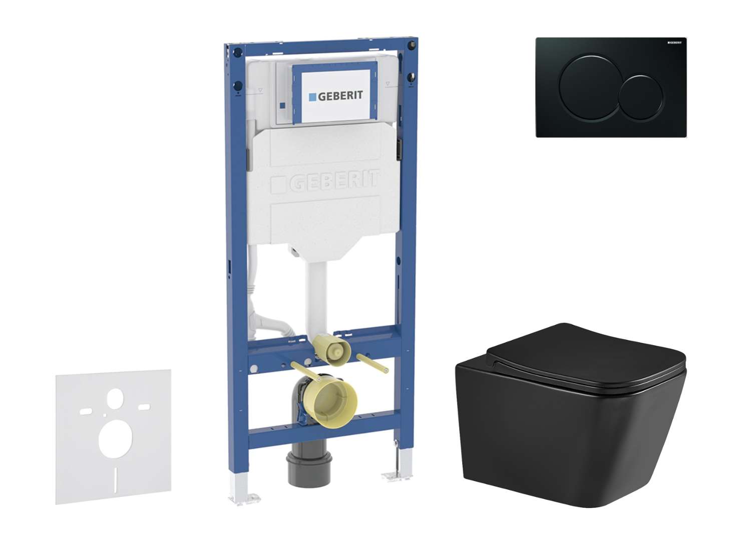 Geberit Duofix - Set Vorwandelement, Wc Arkas I Mit Softclose-sitz Und Sigma01-betätigungsplatte, Schwarz Sani11ca5514