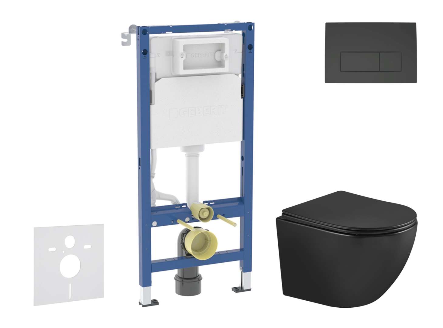 Geberit Duofix - Set Vorwandelement, Wc Oudee Mit Softclose-sitz Und Delta50-betätigungsplatte, Schwarz Matt Sani11ca5507