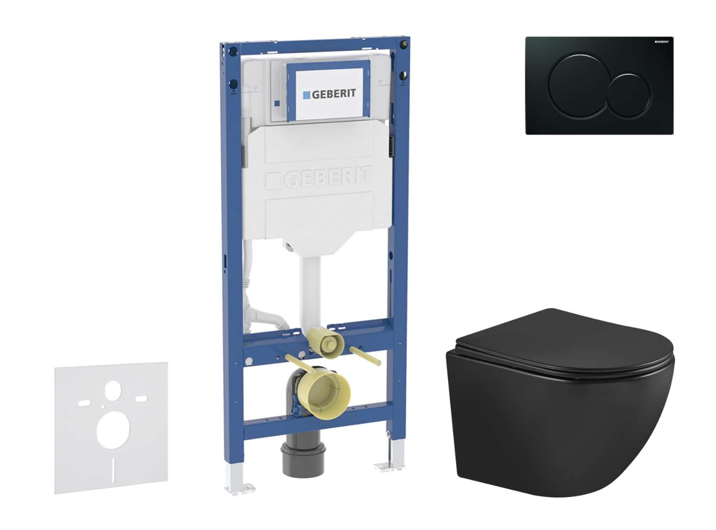 Geberit Duofix - Set Vorwandelement, Wc Oudee Mit Softclose-sitz Und Sigma01-betätigungsplatte, Schwarz Sani11ca5508