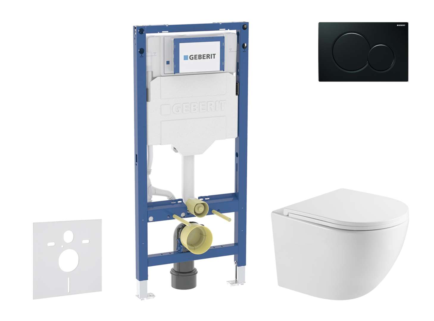 Geberit Duofix - Set Vorwandelement, Wc Oudee Mit Softclose-sitz Und Sigma01-betätigungsplatte, Schwarz Sani11ca5161