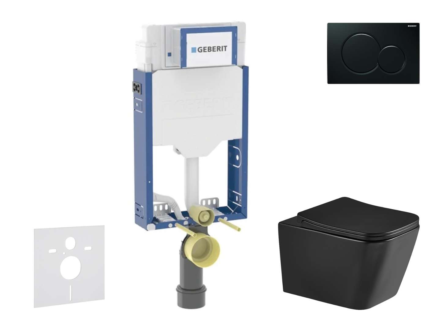 Geberit Kombifix - Set Vorwandelement, Wc Arkas I Mit Softclose-sitz Und Sigma01-betätigungsplatte, Schwarz Sani15ca5509