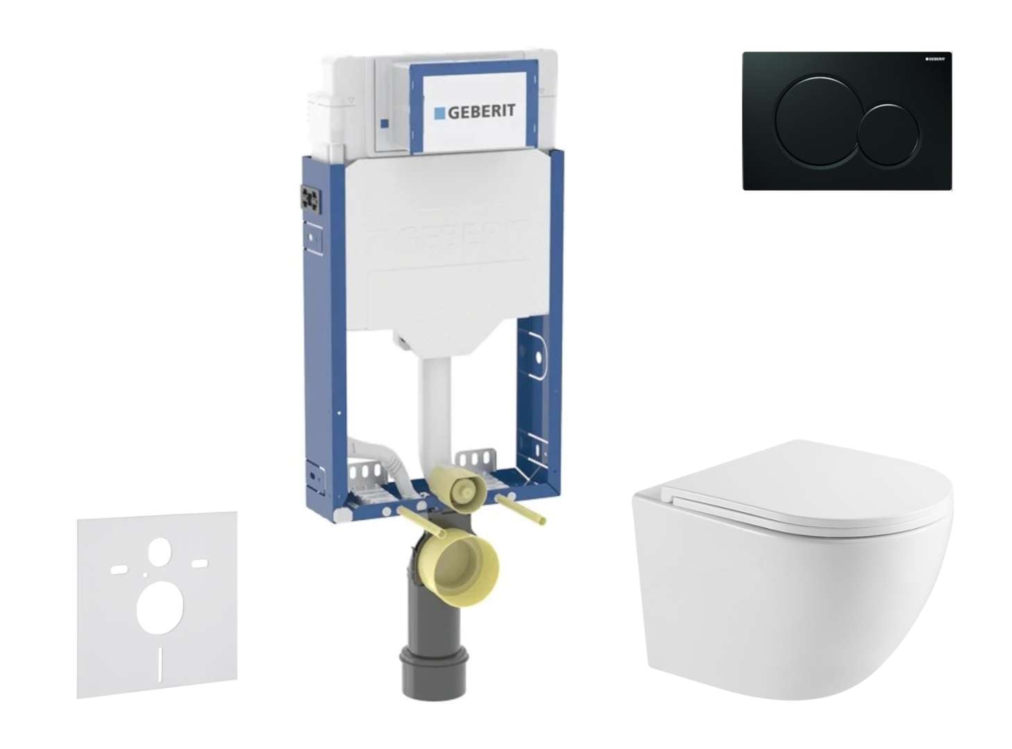 Geberit Kombifix - Set Vorwandelement, Wc Oudee Mit Softclose-sitz Und Sigma01-betätigungsplatte, Schwarz Sani15ca5145