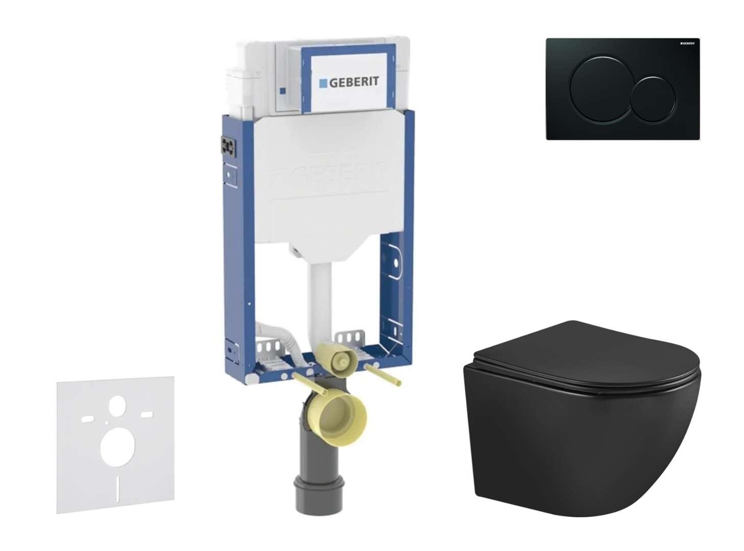 Geberit Kombifix - Set Vorwandelement, Wc Oudee Mit Softclose-sitz Und Sigma01-betätigungsplatte, Schwarz Sani15ca5504