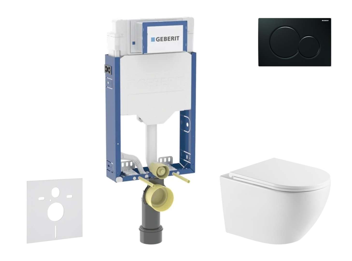 Geberit Kombifix - Set Vorwandelement, Wc Oudee Mit Softclose-sitz Und Sigma01-betätigungsplatte, Schwarz Sani15ca5155