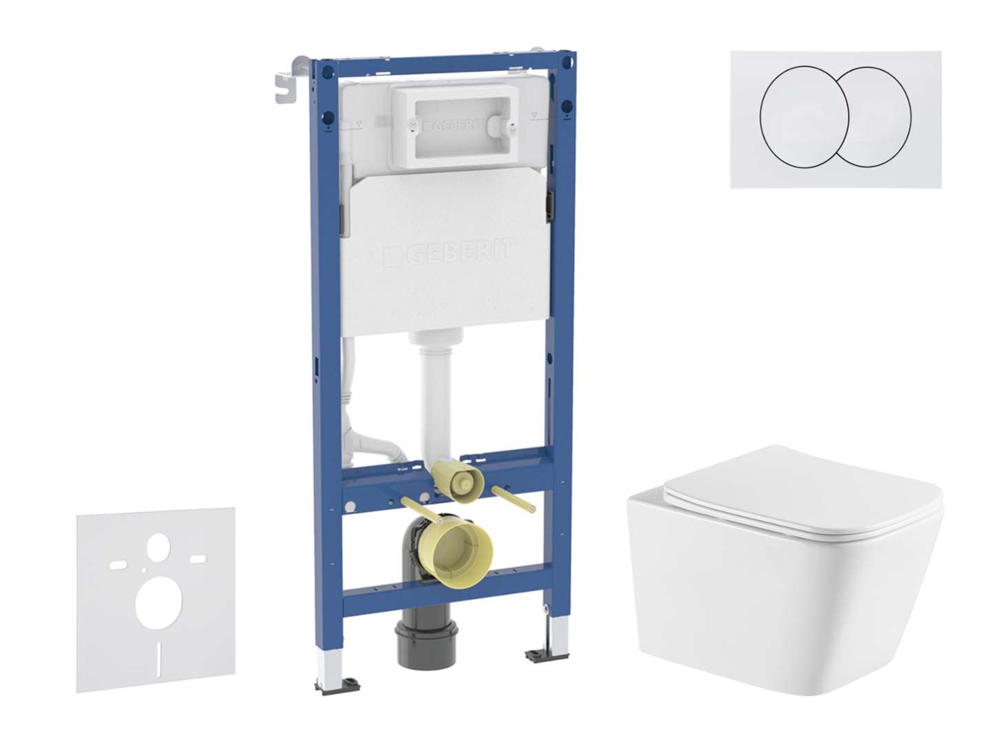 Geberit Duofix - Set Vorwandelement, Wc Arkas I Mit Softclose-sitz Und Delta-betätigungsplatte, Weiß Sani11ca31146