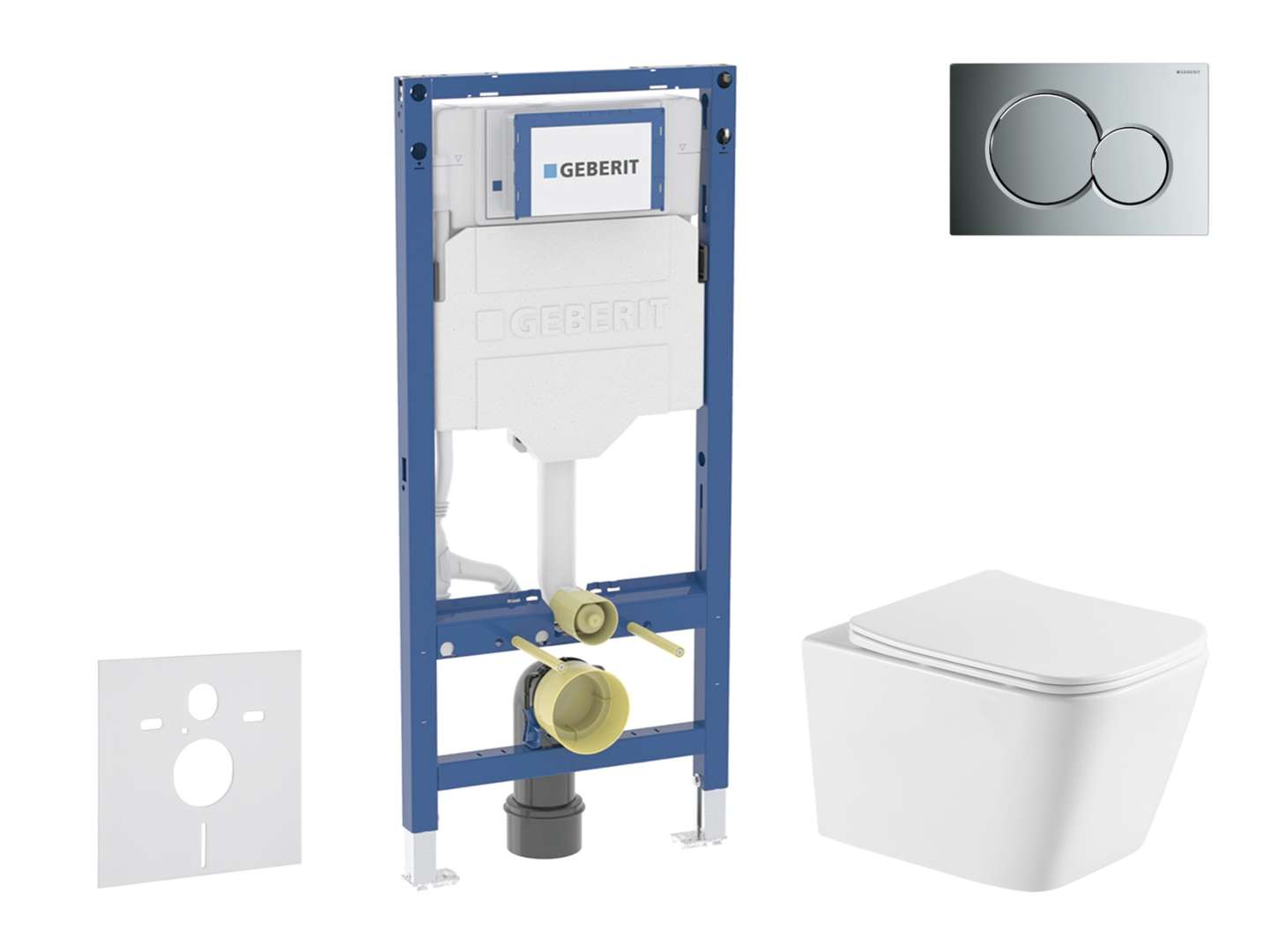 Geberit Duofix - Set Vorwandelement,arkas I-wc Mit Softclose-sitz Und Sigma01-betätigungsplatte, Chrom Glänzend Sani11ca1170
