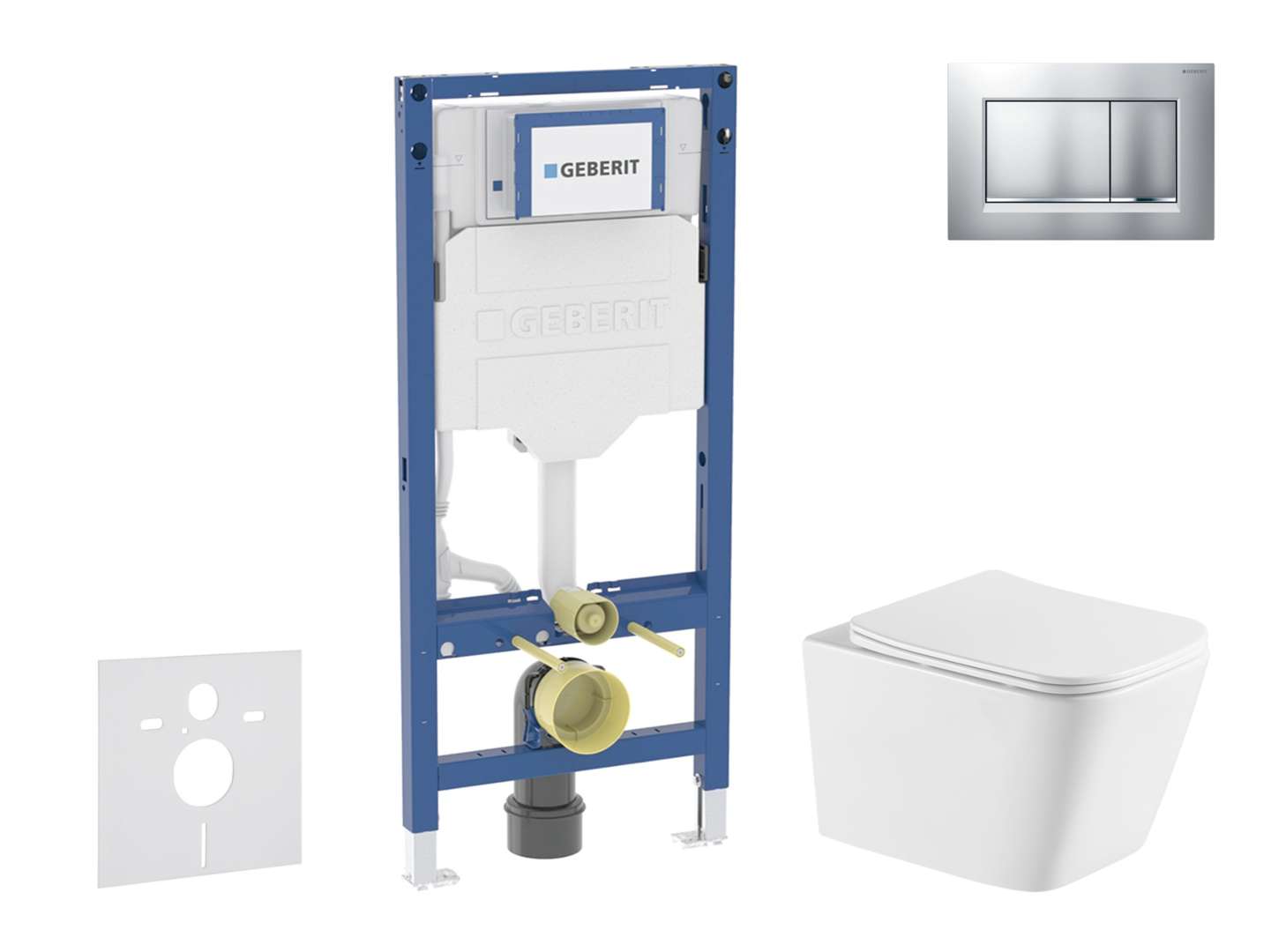 Geberit Duofix - Set Vorwandelement, Wc Arkas Mit Softclose-sitz Und Sigma20-betätigungsplatte, Chrom Matt Lackiert/chrom Sani11ca2115