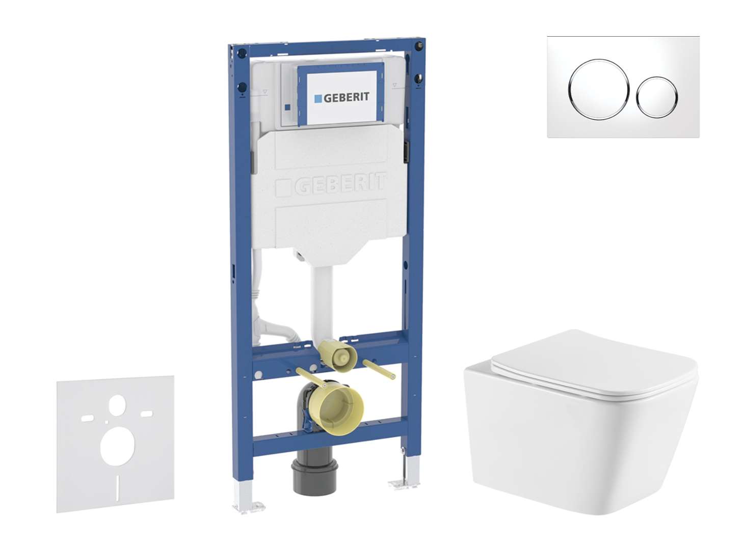 Geberit Duofix - Set Vorwandelement, Arkas I-wc Mit Softclose-sitz Und Sigma20-betätigungsplatte, Weiß/chrom Sani11ca31140