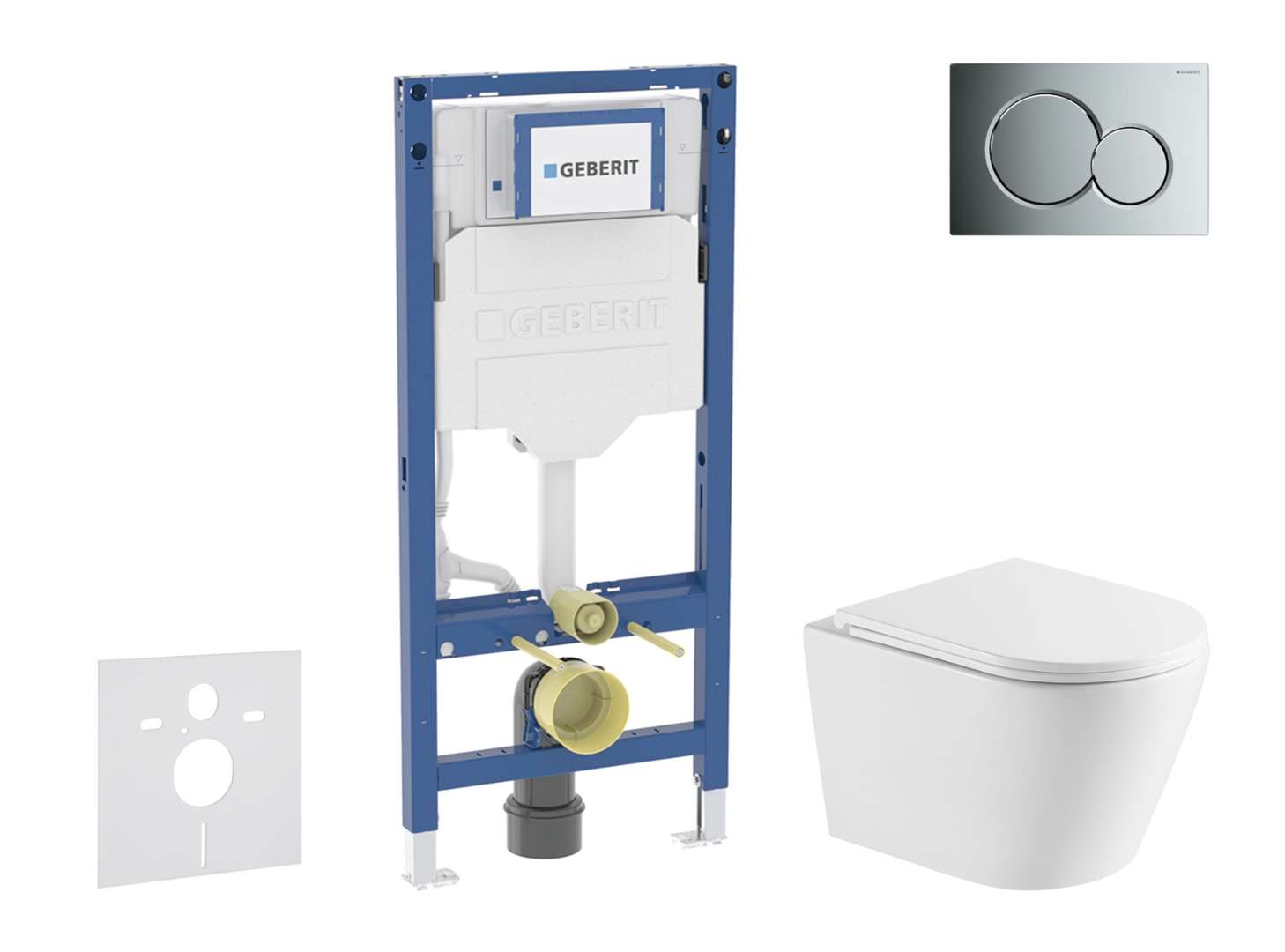 Geberit Duofix - Set Vorwandelement, Nefia-wc Mit Softclose-sitz Und Sigma01-betätigungsplatte, Chrom Glänzend Sani11ca1161