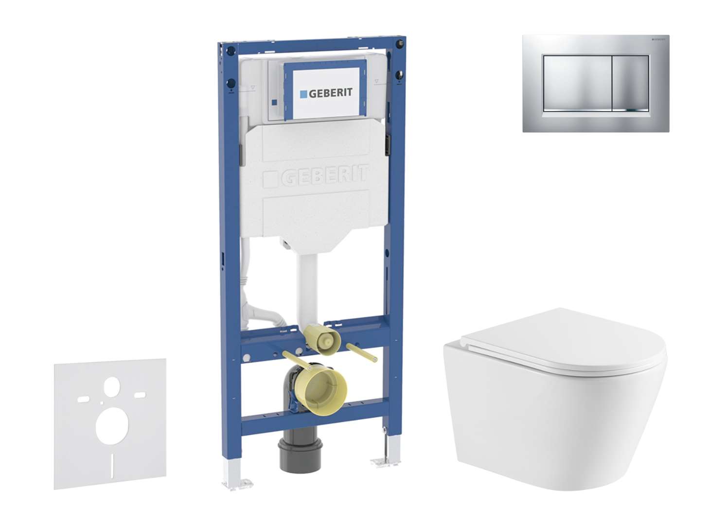 Geberit Duofix - Set Vorwandelement, Nefia-wc Und Softclose-sitz, Betätigungsplatte Sigma20, Lackiertes Chrom Matt/chrom Sani11ca2106