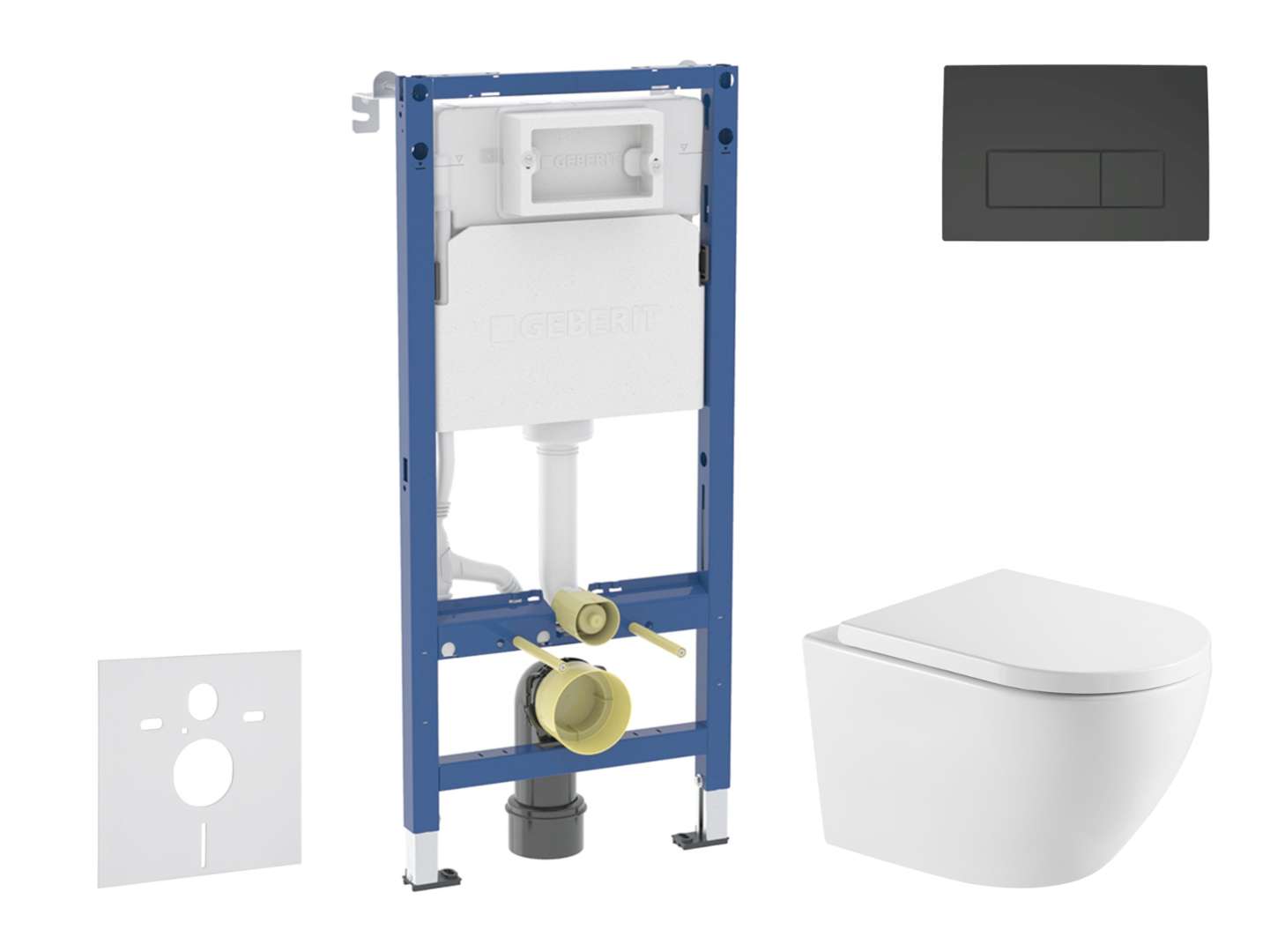 Geberit Duofix - Set Vorwandelement, Wc Oudee Mit Softclose-sitz Und Delta50-betätigungsplatte, Schwarz Glänzend/schwarz Matt Sani11ca5178