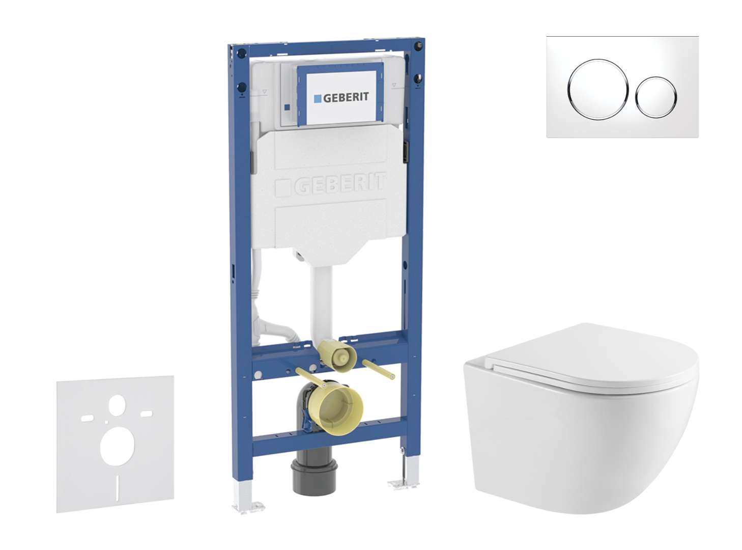 Geberit Duofix - Set Vorwandelement, Oudee-wc Mit Softclose-sitz Und Sigma20-betätigungsplatte, Weiß/chrom Sani11ca3196