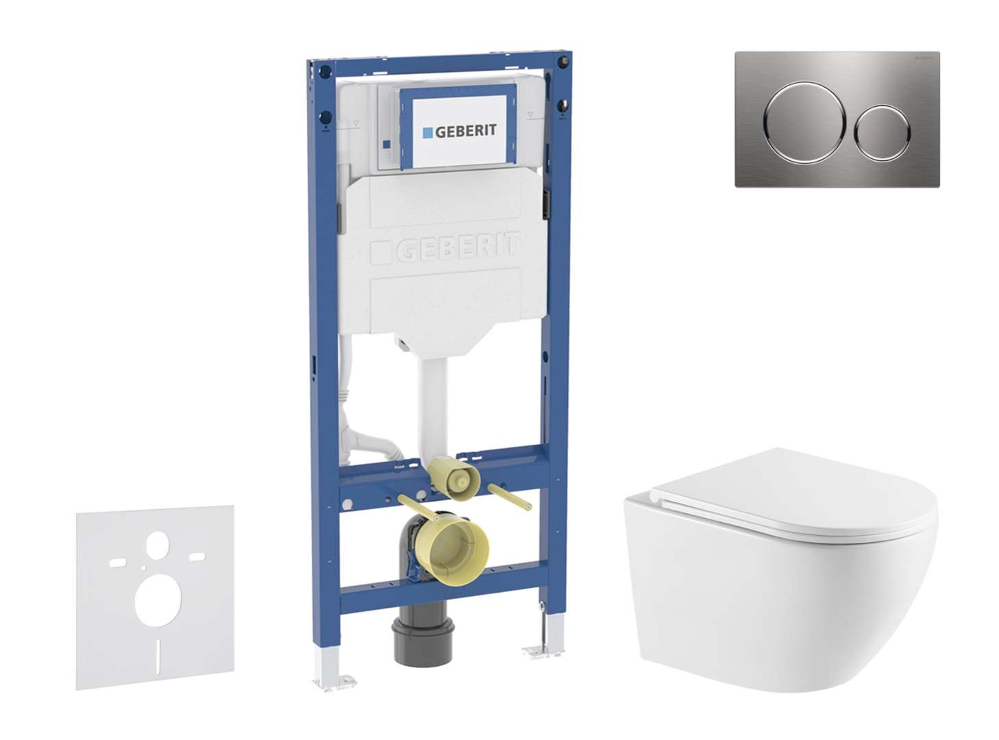 Geberit Duofix - Set Vorwandelement, Wc Oudee Mit Softclose-sitz Und Sigma20-betätigungsplatte, Edelstahl Sani11ca6172