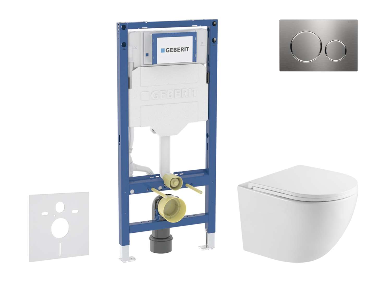 Geberit Duofix - Set Vorwandelement, Wc Oudee Mit Softclose-sitz Und Sigma20-betätigungsplatte, Edelstahl Sani11ca6170