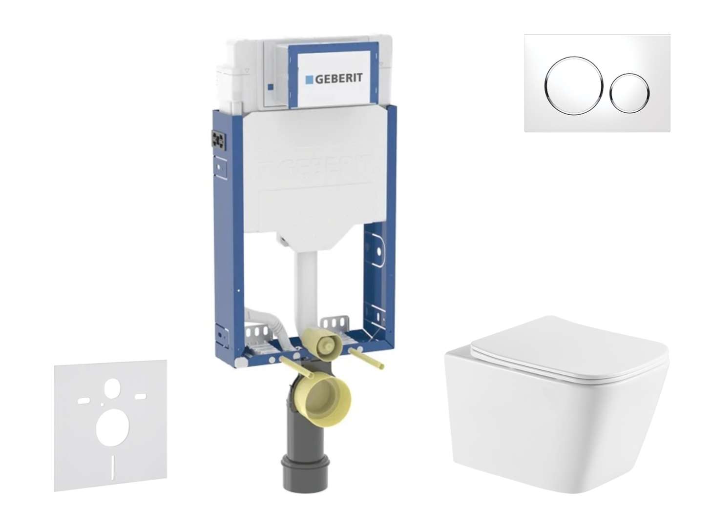 Geberit Kombifix - Set Vorwandelement, Arkas I-wc Mit Softclose-sitz Und Sigma20-betätigungsplatte, Weiß/chrom Sani15ca3165