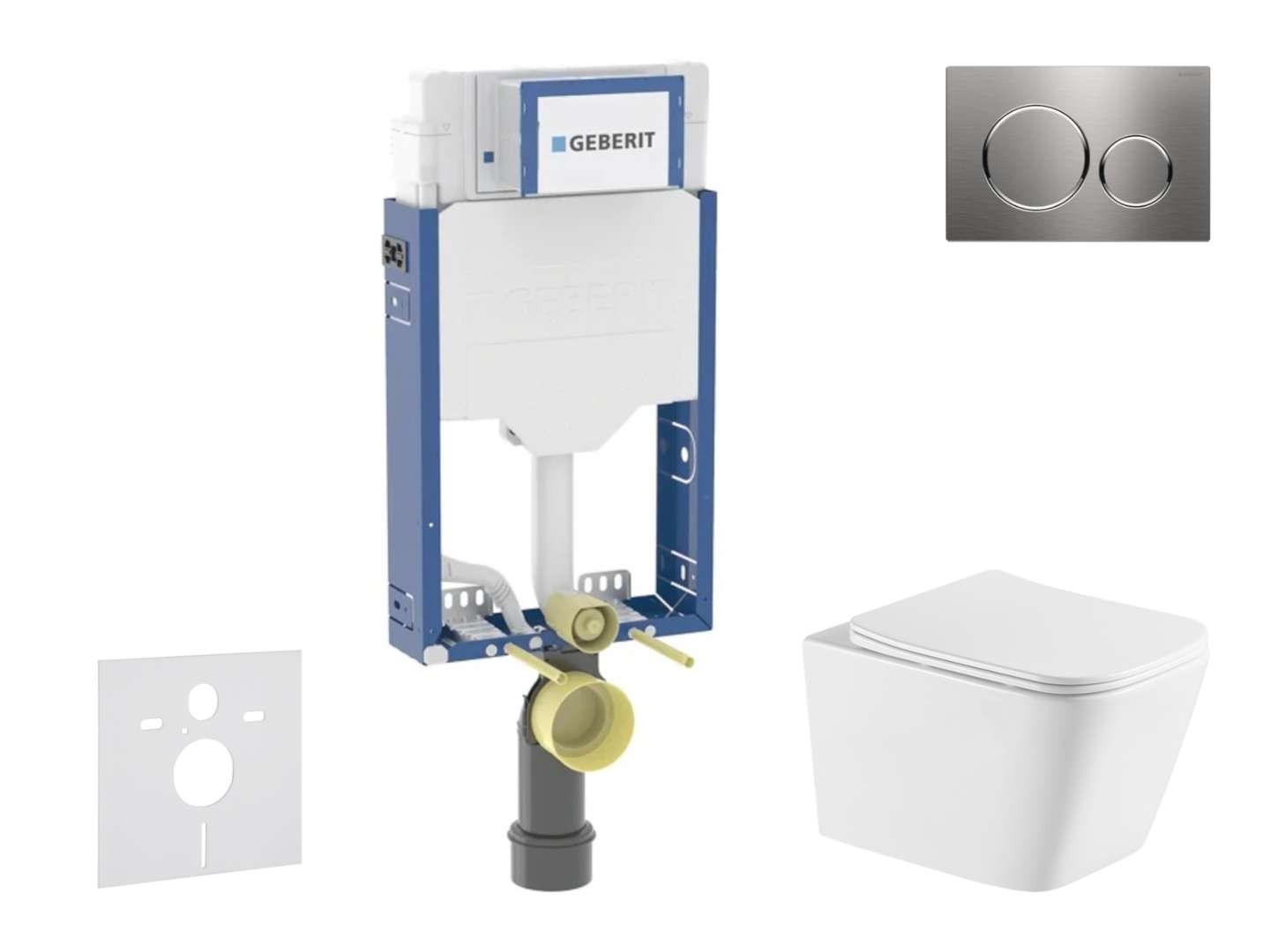 Geberit Kombifix - Set Vorwandelement, Wc Arkas I Mit Softclose-sitz Und Sigma20-betätigungsplatte, Edelstahl Sani15ca6112