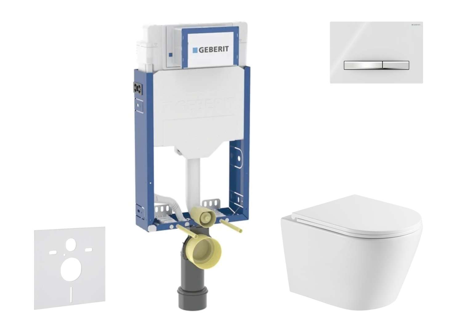 Geberit Kombifix - Set Vorwandelement, Nefia-wc Mit Softclose-sitz Und Sigma50-betätigungsplatte, Chrom/alpinweiß Sani15ca3150