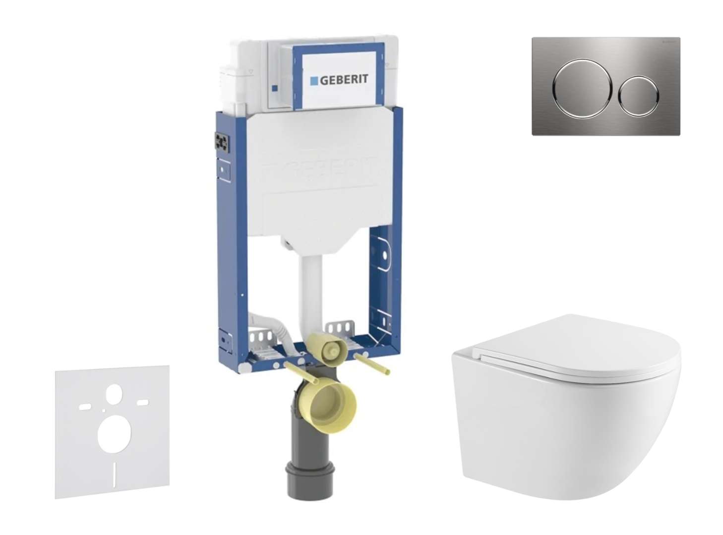 Geberit Kombifix - Set Vorwandelement, Wc Oudee Mit Softclose-sitz Und Sigma20-betätigungsplatte, Edelstahl Sani15ca6108