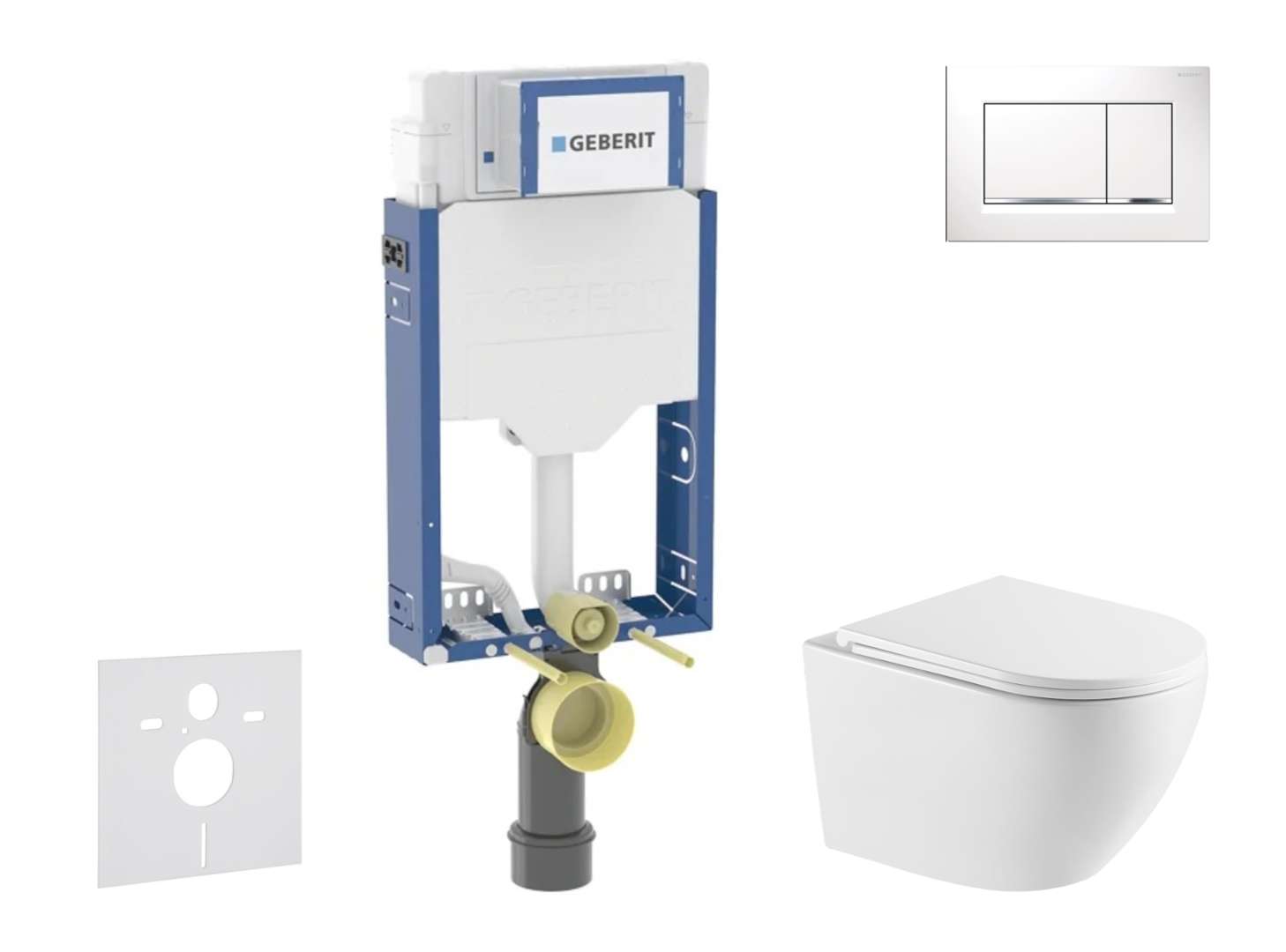 Geberit Kombifix - Set Vorwandelement, Oudee-wc Mit Softclose-sitz Und Sigma20-betätigungsplatte, Weiß/chrom Sani15ca3154