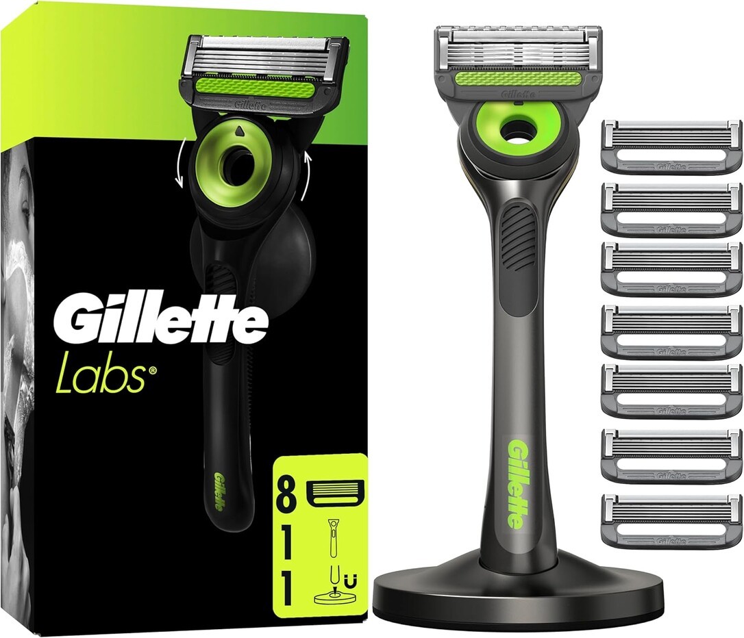 Gillette Labs Rasierer Für Männer Mit Reinigungs-element, Nassrasierer Herren — Inkl. 1 Handstück, 8 Ersatzklingen Mit Magnetisches Dock