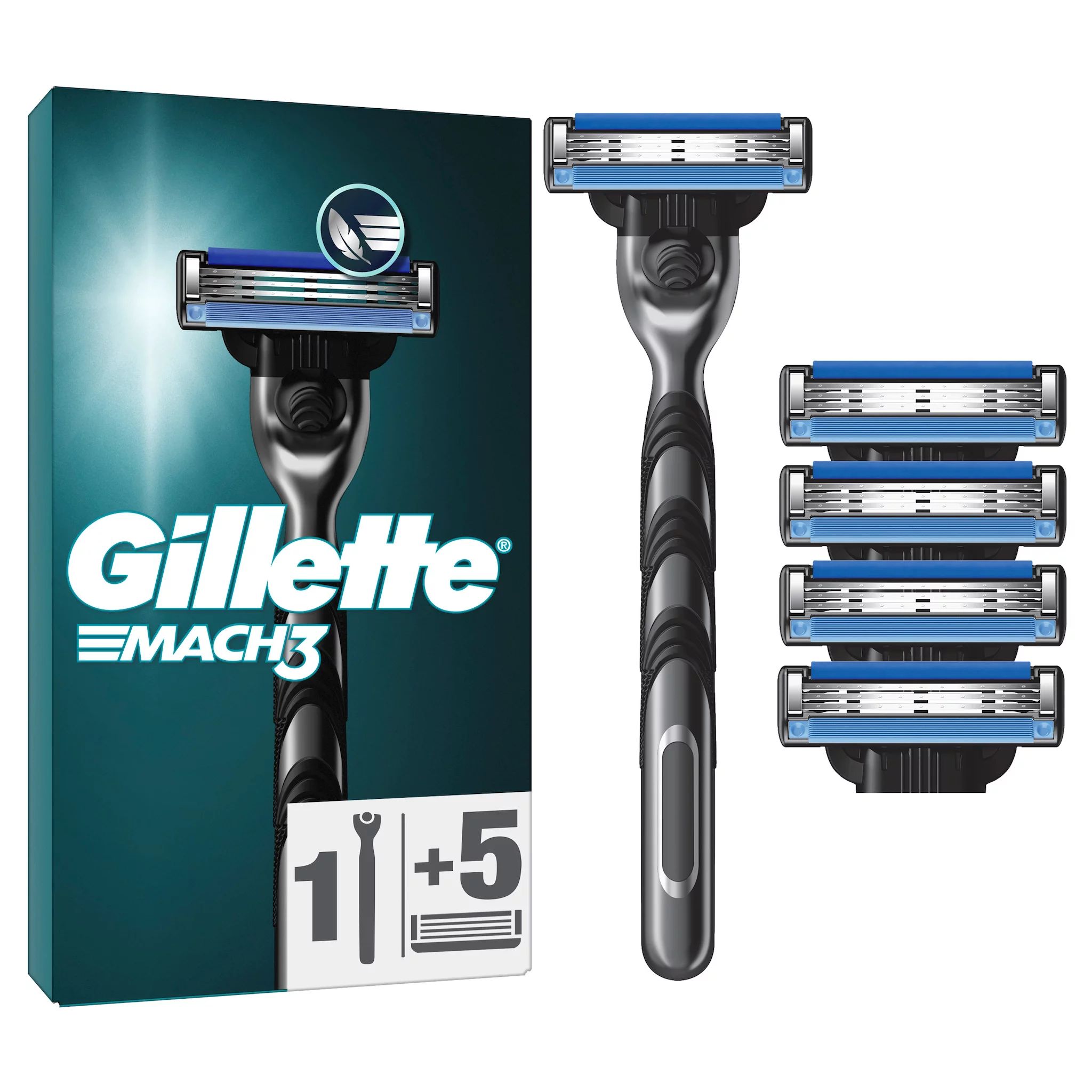 Gillette Mach3 Systemklingen 5er + Handstück Herrenrasierer