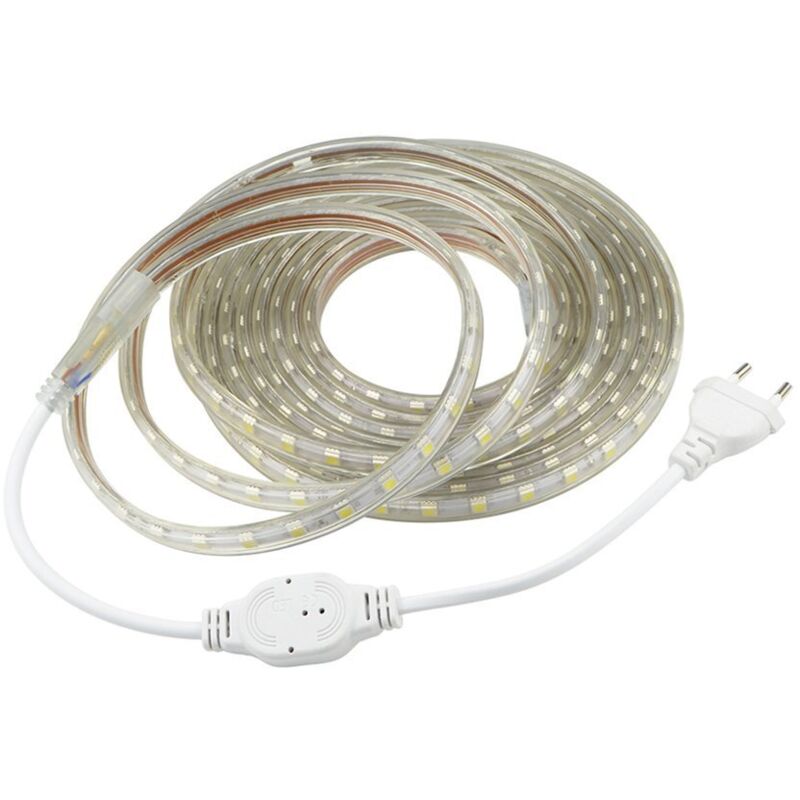 3 M Led-streifen (220 V) – Sehr Hell, 5050, Ip65 Wasserdicht – Warmweißes Licht Für Den Innenbereich – Inklusive Schalter