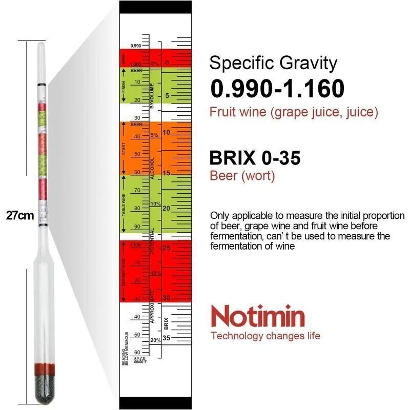 Refraktometer-hydrometer Für Bier Und Wein – Dichtemessung 0,990–1,160 – Brix-skala 0–35 – Alkoholgehalt 0–20 % – Brauanwendung