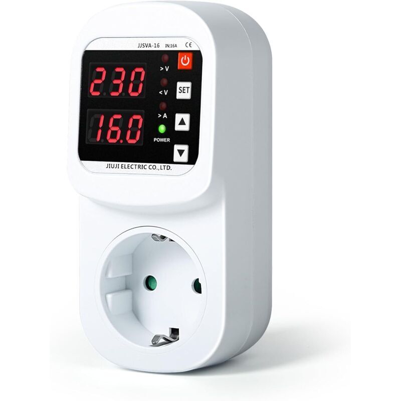 Überspannungsschutzgerät 220 V, 16 A – Einstellbarer Überspannungsbereich 230–300 V – Lcd-anzeige – Intelligenter Über-/unterspannungsschutz