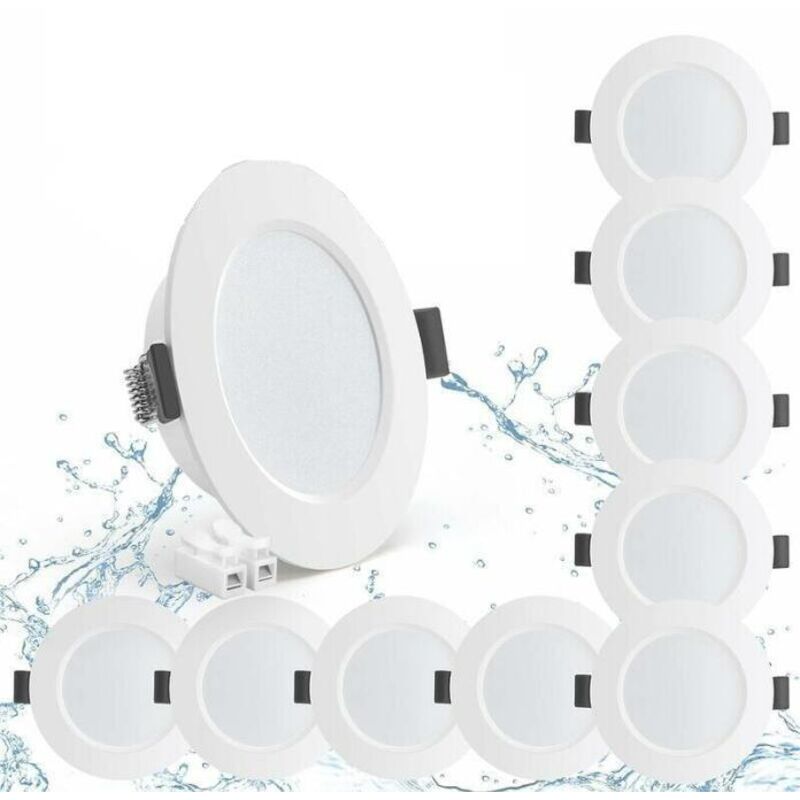 10er-pack Einbau-led-strahler (5 W), Schutzart Ip44 – Neutralweiß 4000 K – Wasserdicht, 450 Lm – 25 Mm Einbautiefe, Für Bad Und Küche