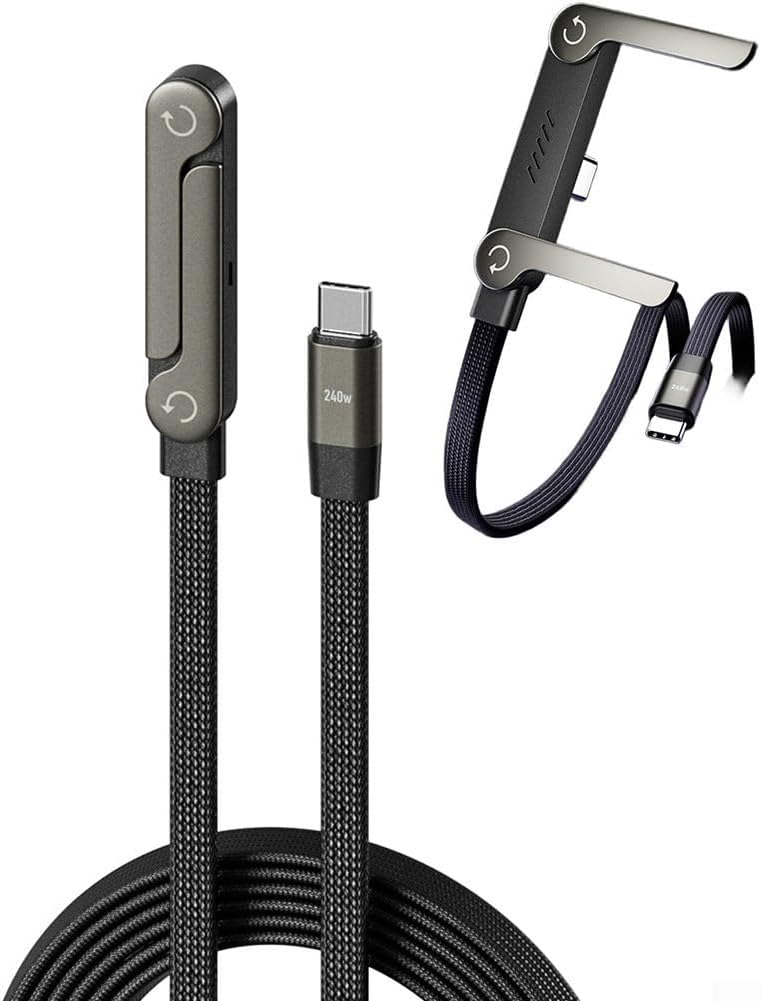 Seitlich Angebrachtes Ladegerät, 240-w-schnellladefunktion, Unsichtbares 2-in-1-usb-c-ladegerät, 1,5 M Langes Kabel Mit Integrierter Handyhalterung Für Smartphones Und Tablets (240 W Dc)