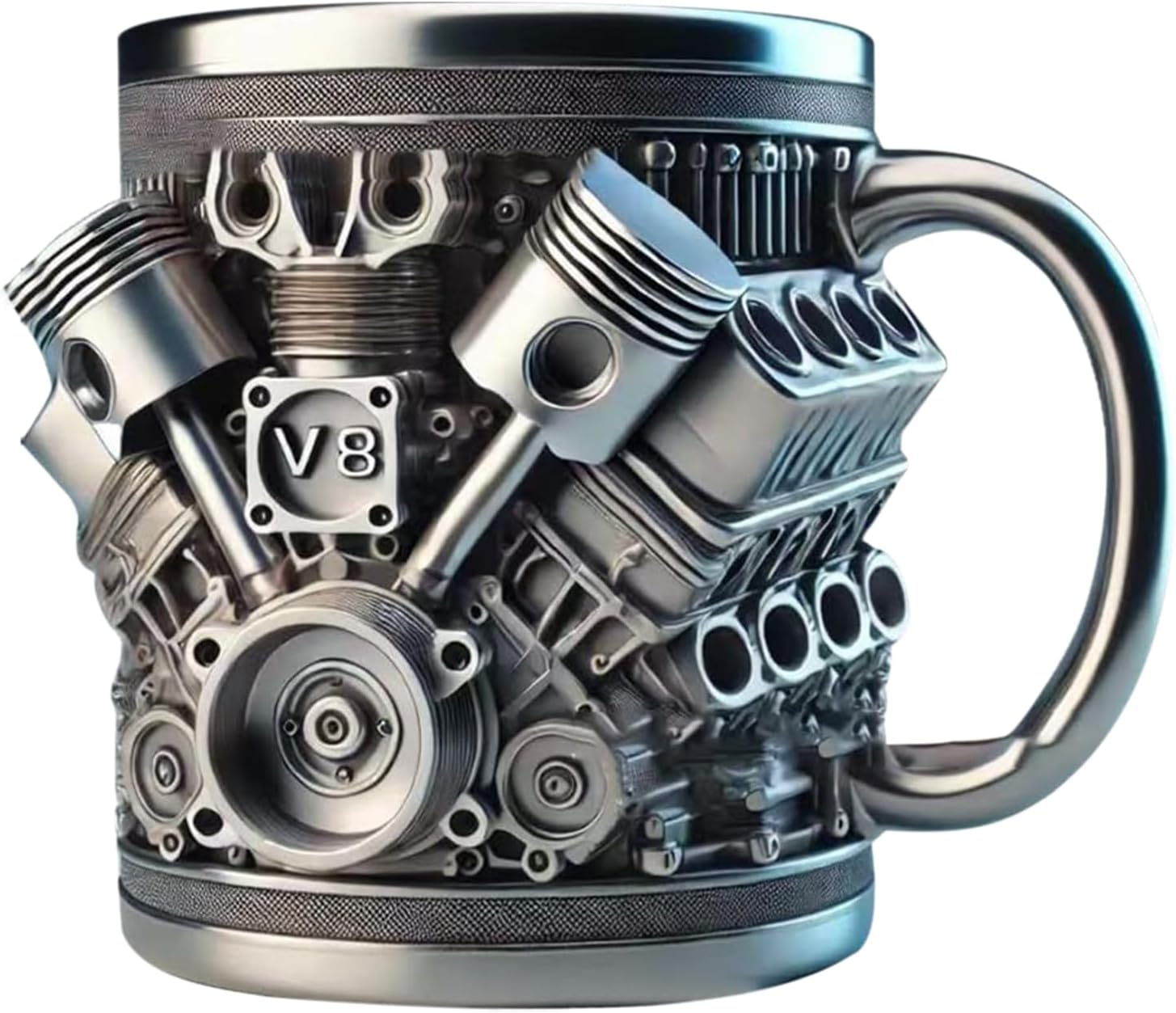 V6 V8 Motoren Edelstahlbecher Mit Henkel Motoren Kaffeetasse Motor Design Retro Coffee Tasse Neuartiger Kaffeebecher Für Zuhause Studio Reisen