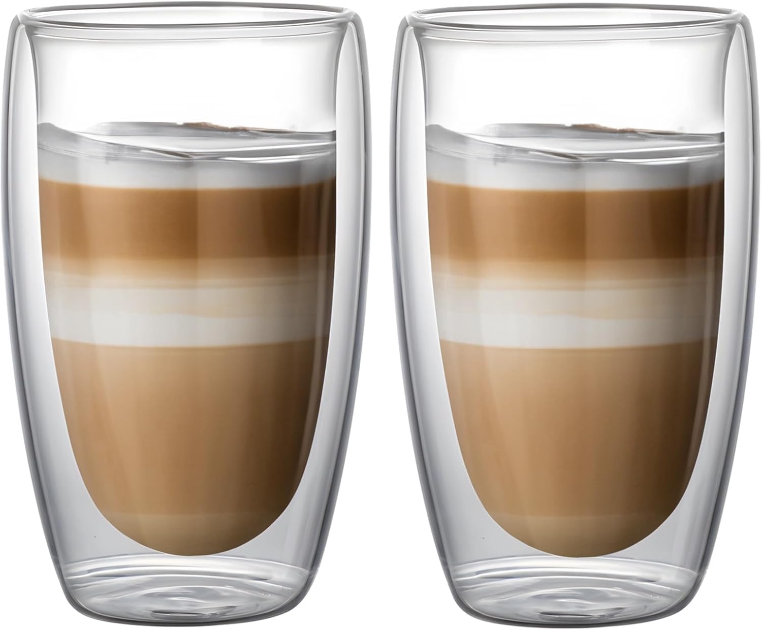 4 Stück 16 Oz/450 Ml Isolierglasbecher, Doppelwandige Glaskaffeetassen, Tee-, Cappuccino-, Milch- Und Saftbecher Für Das Home Office, 14,5 X 8,5 Cm (5,7 X 3,3 Zoll)