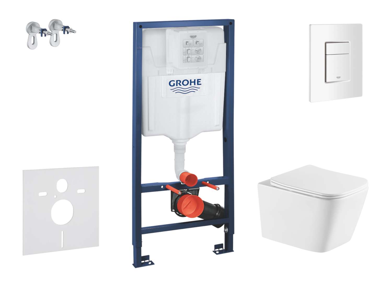 Grohe Rapid Sl - Set Vorwandelement, Wc Arkas I Mit Softclose-sitz Und Skate Cosmopolitan-betätigungsplatte, Alpinweiß Sani11ba3115