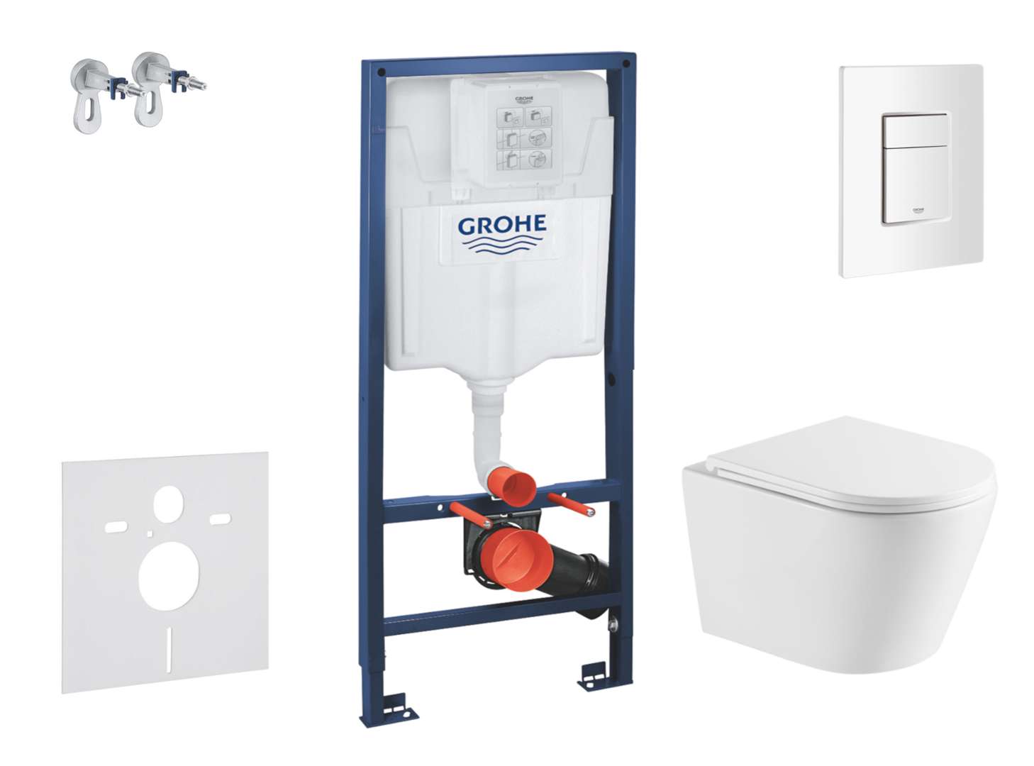 Grohe Rapid Sl - Set Vorwandelement, Wc Nefia Mit Softclose-sitz Und Skate Cosmopolitan-betätigungsplatte, Alpinweiß Sani11ba3112