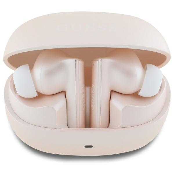 Guess Bluetooth-kopfhörer Gutwst88mctgp Tws + Dockingstation Pink/pink Capsule Mit Aufgedrucktem Logo