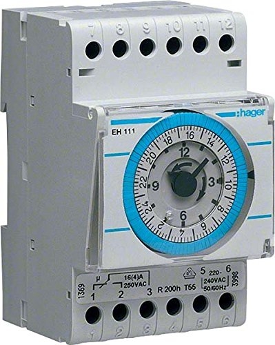 Hager Eh111 Elektromechanischer Zeitschalter, 1-kanal, 24-stunden-betrieb Mit Gangreserve