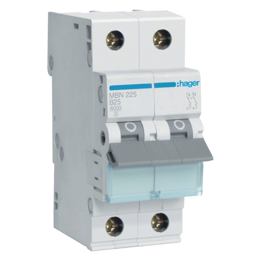 Hager Leitungsschutzschalter 2 Polig 6ka B-charakteristik 25a 2 Module