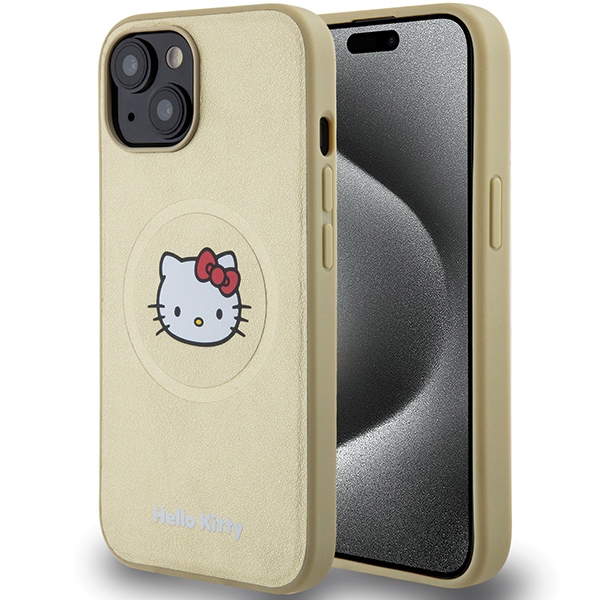 Hello Kitty Hkhmp15spghckd Iphone 15 / 14 / 13 6,1" Gold/gold Hartschalenetui Leder Kitty Kopf Magsafe