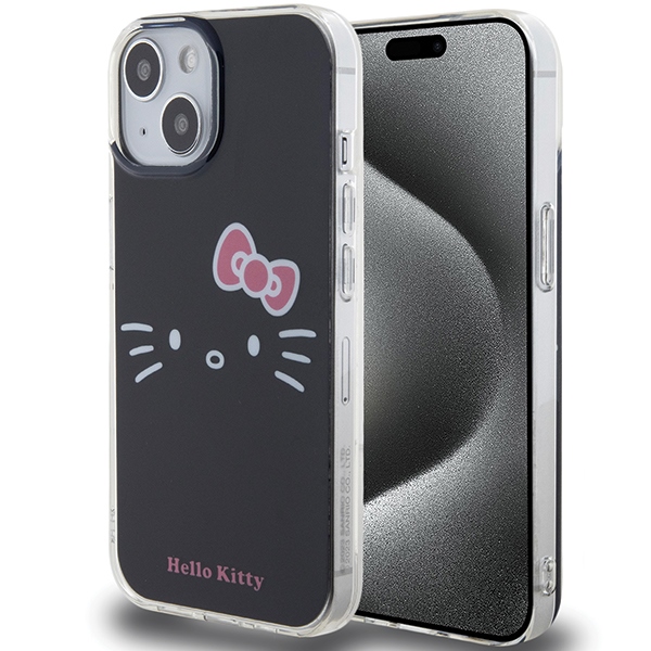 Hello Kitty Hkhcp15shkhlk Iphone 15 / 14 / 13 6,1" Schwarze/schwarze Hartschalen-hülle Iml Kitty Face