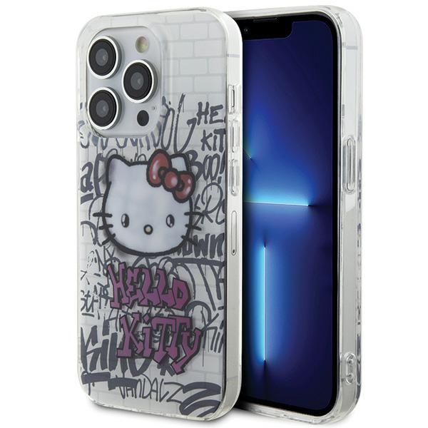 Hello Kitty Hkhcp15lhdgpht Iphone 15 Pro 6,1" Weiße/weiße Hartschalen-hülle Iml Kitty On Bricks Graffiti