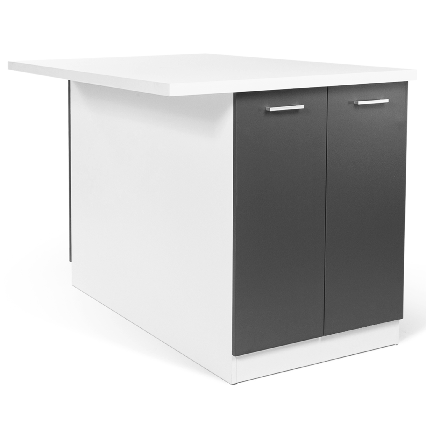 Mittelinsel Ivo 120 Cm Weiß Und Grau Mit Arbeitsplatte